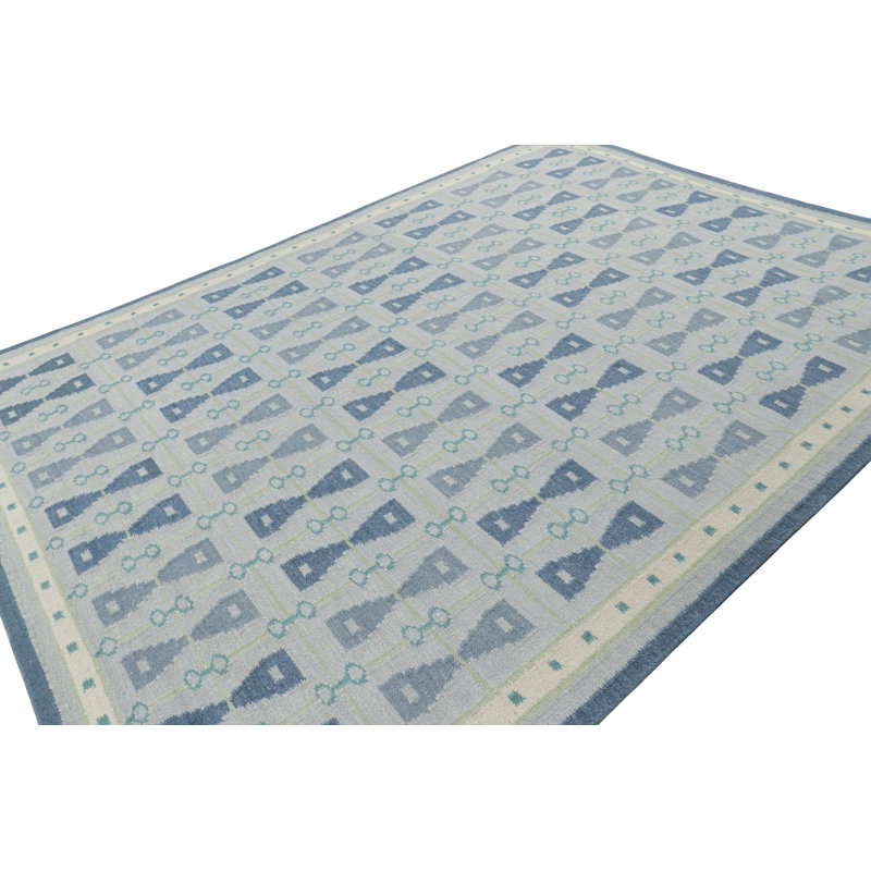 Rug & Kilim’S Scandinavian Style Rug In Blue Tones With Hourglass Patterns