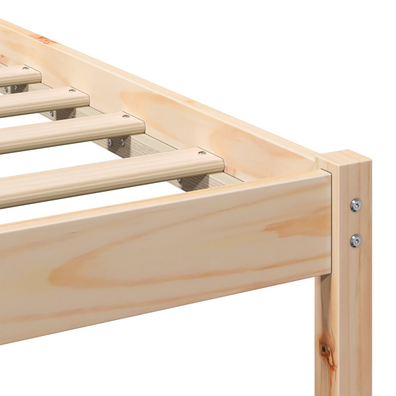 Solid Wood Bed, European Kingsize (160 x 200 cm), Natural