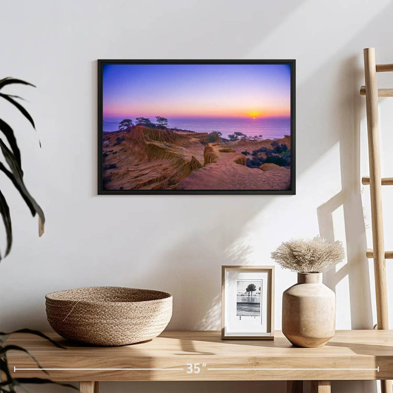 Coucher de soleil Torrey Pines, 19 po x 13 po, Cadre flottant noir