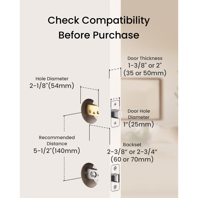 Desloc Fingerprin Keypad Smart Lock With Access Screen, Matte Black