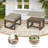 3-Piece Brown Cedar Wood Gray Wicker Patio Outdoor 3-Seat Sofa Seating Group with Olefin Cushions, Ottomans