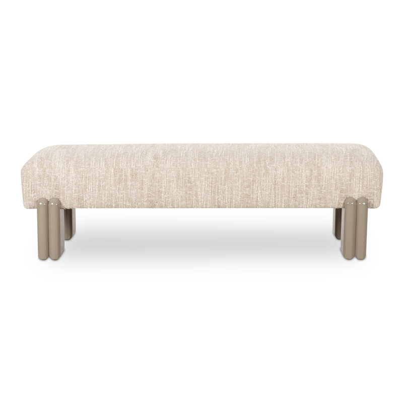 Priya Upholstered Bench, White, Cream