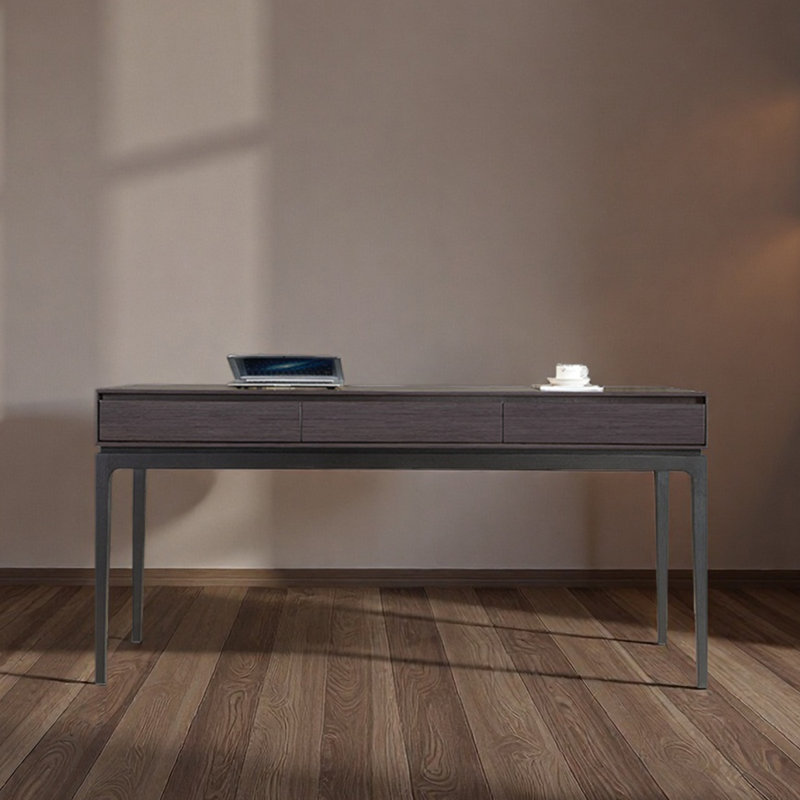 Simple computer desk study table for learning, 30.71" H x 62.99" W x 25.59" D, Tan