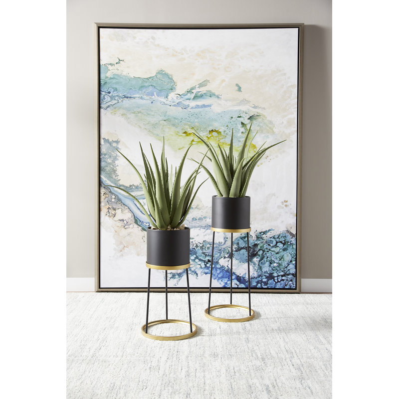 Liza Handmade Metal Pot Planter, 28" H x 11.75" W x 11.75" D