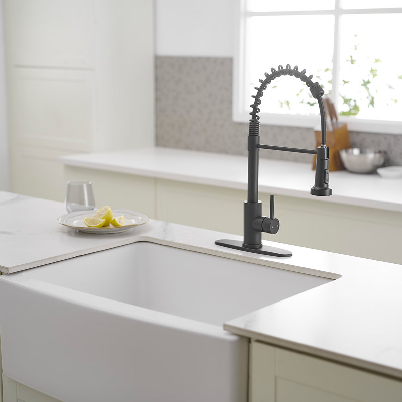 Matte Black Single-Handle Pull-Down Sprayer Kitchen Faucet