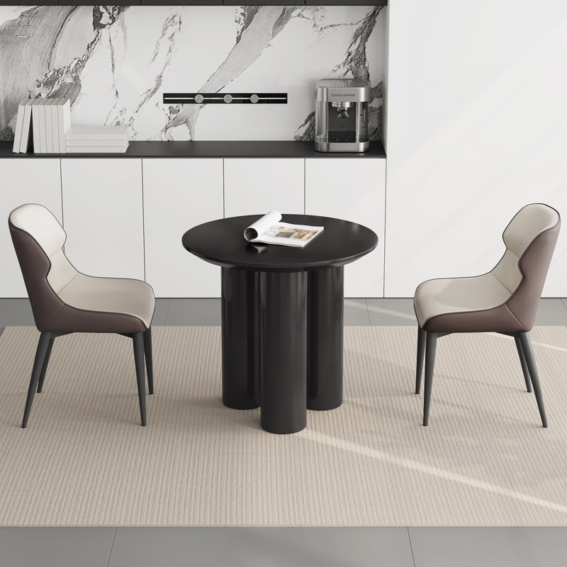 Round Dining Table Kitchen Table, 29.72"H x 30"L x 30"W, Black