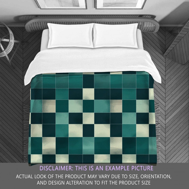 Polyester Comforter, King Comforter, Blue/Green Checkered
