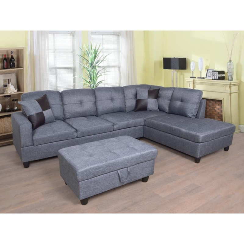 Palmer Square Upholstered Sectional, Right Hand Facing, Gray