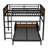 Full XL over Full XL Metal Bunk Bed with Safety Guardrails – Loft & Platform Bed, Walnut-Colored-144096034-144096063