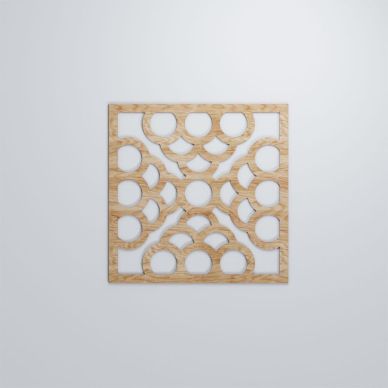 Panneaux muraux décoratifs en bois Harlingen, 3/8", H 23 3/8 po x l 23 3/8 po x P 1/4 po, Chêne rouge