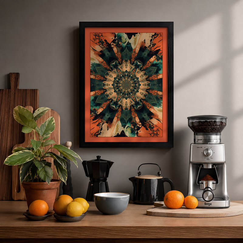 Mandala Symmetry Geometric - Print, Black, A4 - 29.7 x 21.0 cm