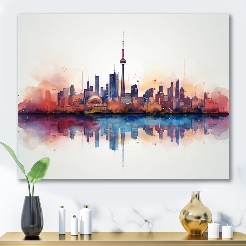 " Canada Toronto City II " by Designart, 34" H x 44" W x 1.5" D, Wrapped Canvas
