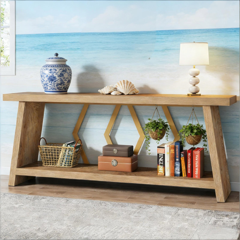 Sofa Table,Storage Console Table,Entryway Table, 31.52" H x 70.92" W x 11.62" D, Natural