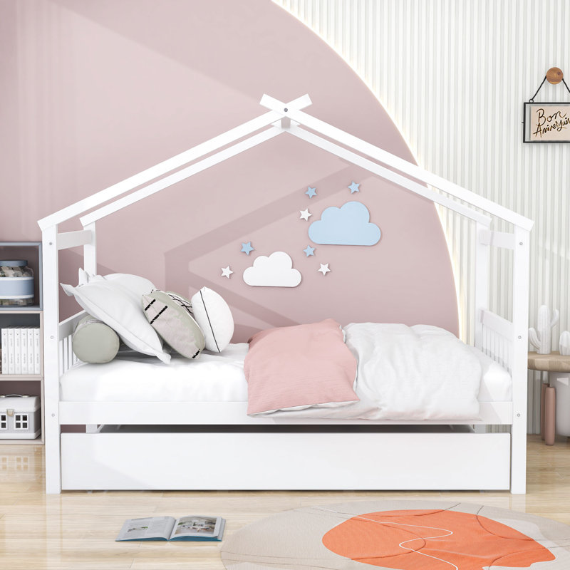 Patchin Wood Daybed with Trundle and Slats, White, Twin