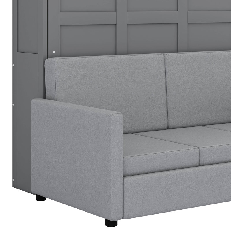 Murphy Wall Bed With Sofa Cushions, Grey