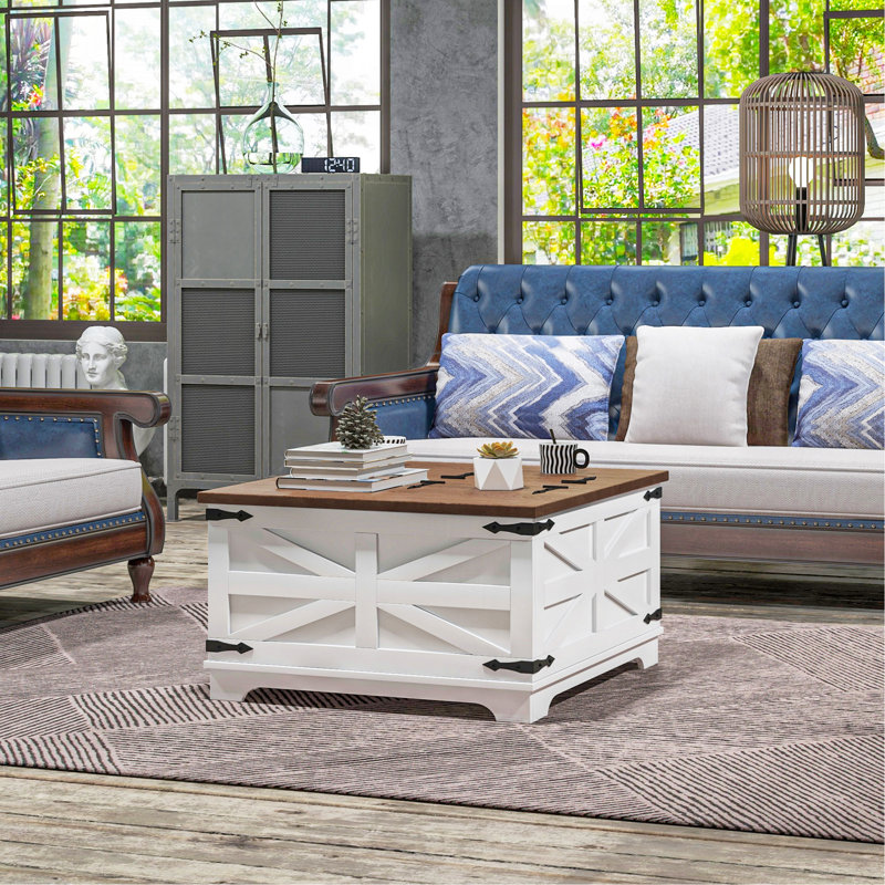 Table basse avec rangement Farmhouse, Blanc