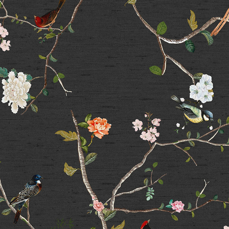 The Secret Garden Chinoiserie Black Ink Wallpaper, Cream