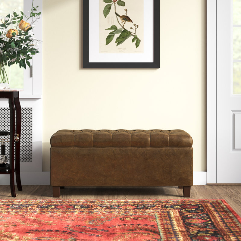Ardice Faux Leather Upholstered Storage Bench, Brown