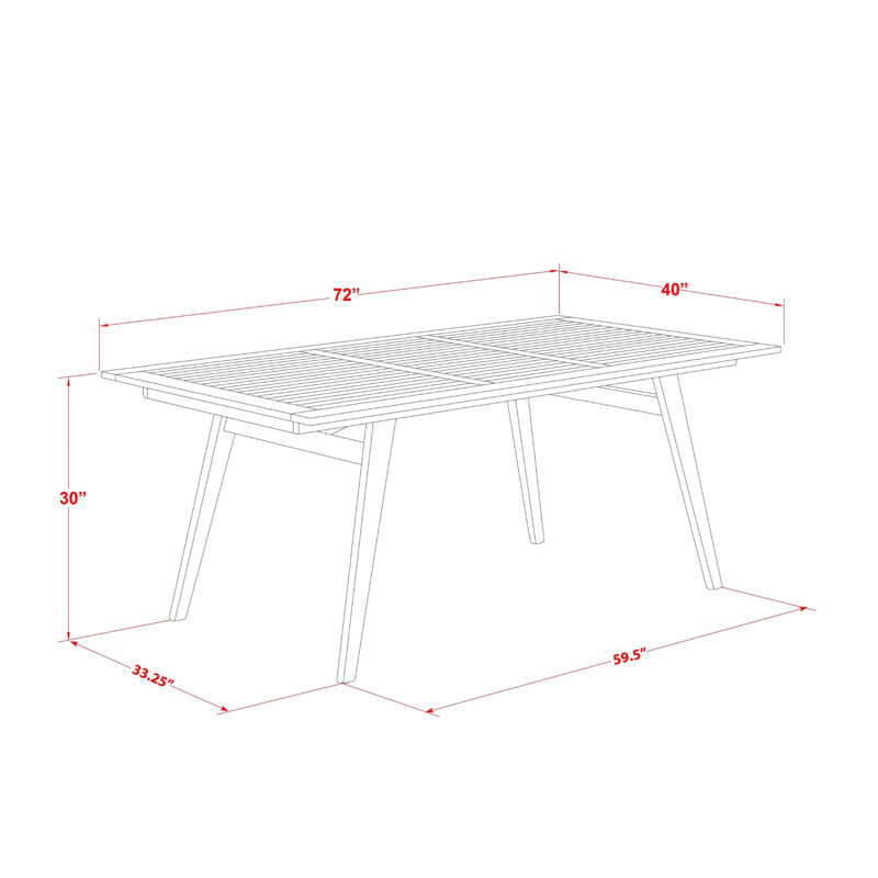 Ensemble de salle à manger 7 pièces pour patio composé d'une table d'extérieur rectangulaire en bois d'acacia et de 6 chaises d'appoint pliantes, 40 x 72 pouces, huile naturelle