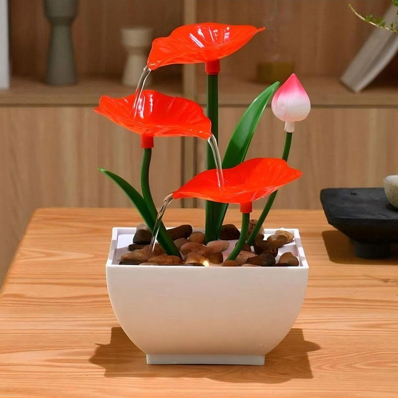 Fontaine de bureau rouge lotus