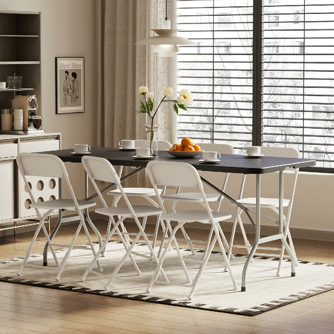 Plastic Folding Card Table, Indoor Outdoor Portable Picnic Table with Carrying Handle for Camping Bring Home Furniture 