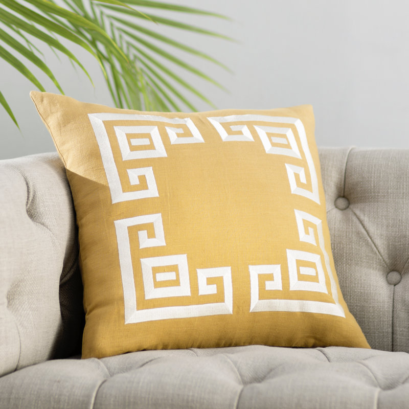 Geometric Throw Pillow, 20" H x 20" W x 4" D, Gold/Beige
