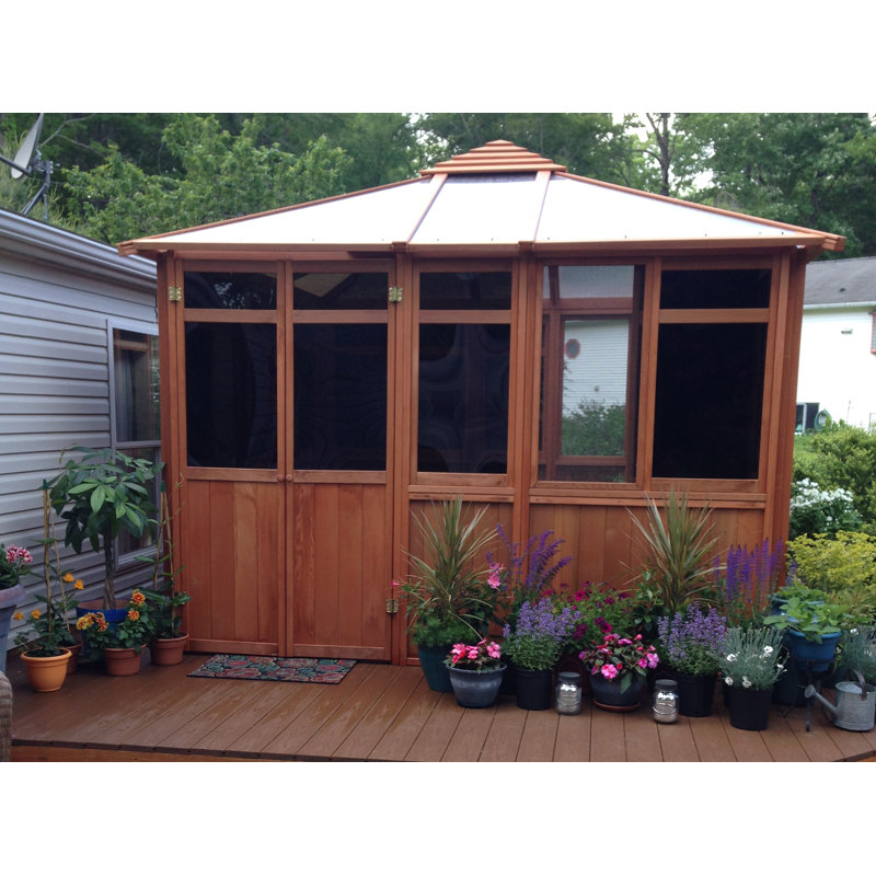 Pavillon jardin de patio en bois massif l 11 pi. x p 11 pi. solaire