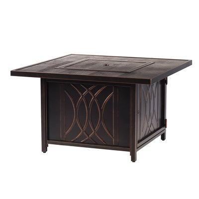 Herr Square Aluminum Propane Smokeless Fire Pit Table with Hidden Fuel Tank