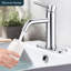 Robinet de lavabo de salle de bain à poignée simple Mosson avec bec allongé, plateforme de 6 pouces et bonde escamotable