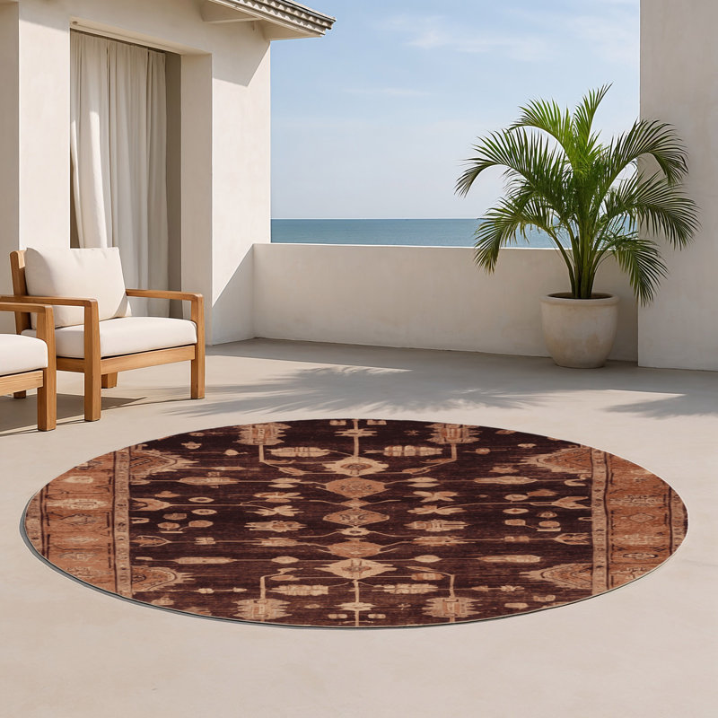 Tapis noir intérieur et extérieur surteint, Rond 5 pi