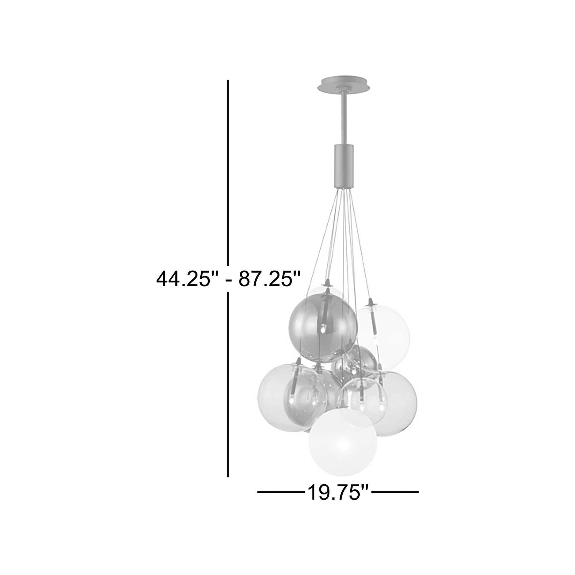 Celica 9 Light Glass Dimmable Pendant, Black