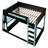 Full Size Wooden Gaming Bunk Bed with Desk, 2 Storage Shelves, USB Ports & LED Light, Black and Blue-517322503-517322501
