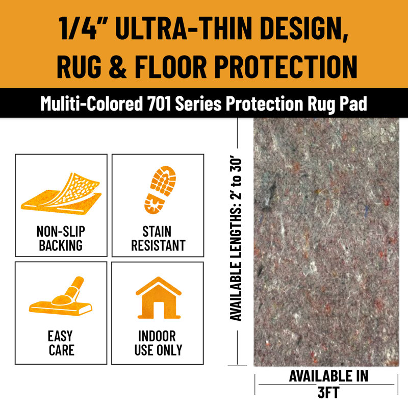 Premium Absorbent Non-Slip Rug Pad  – Extra Cushion, Spill Protection & Floor Safety – Felt & Rubber Dual Surface – Safe for Hardwood & Carpet