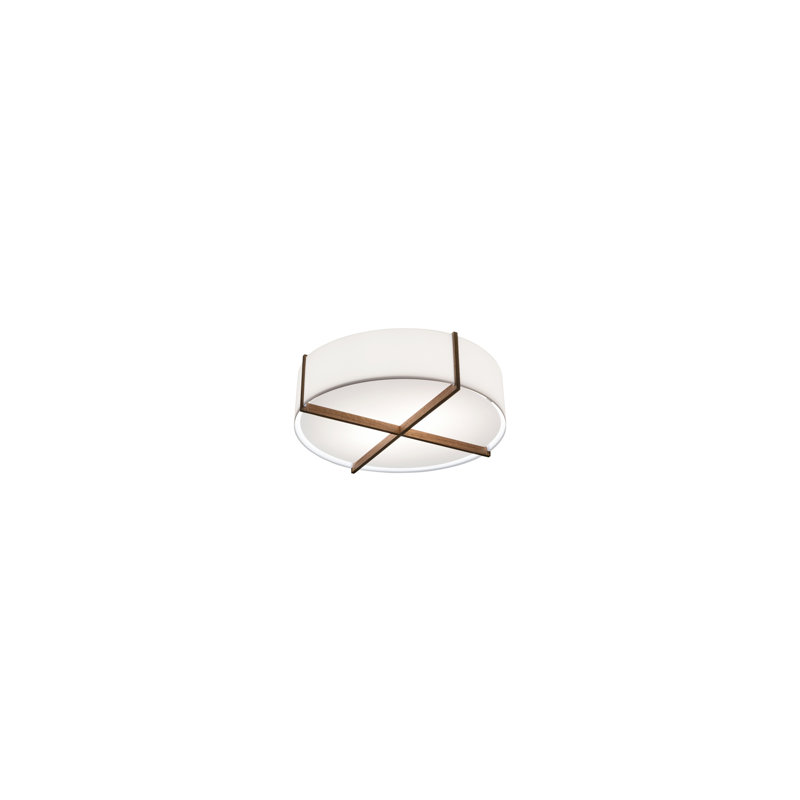 Plafonnier encastré Plura, Noyer teint foncé, Aluminium brossé, L 6,4 po x L 24 po x P 24 po