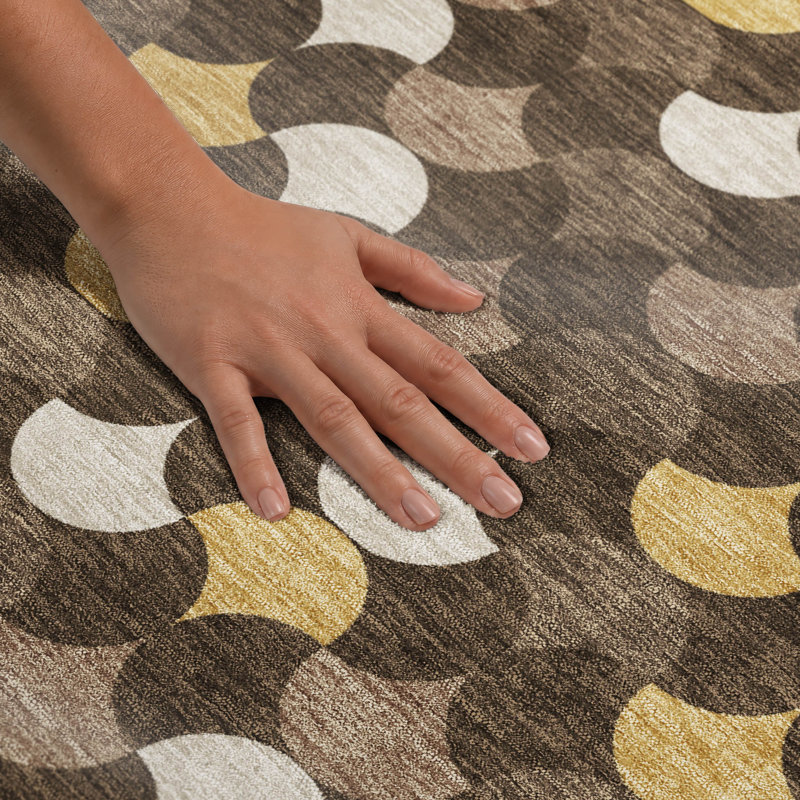 Tapis géométrique Premium lavable à la machine Villers AMF2568, Chocolate, 1'8" x 2'6"