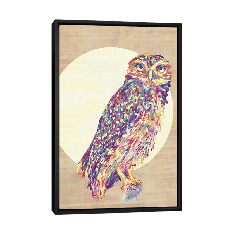 «Owls» sur toile, H 26 po x l 18 po x P 1,5 po, Toile avec cadre noir, Pas de tapis