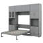 Lit escamotable avec armoires de rangement, bureau, prises USB, tablettes éclairées à DEL, armoire à porte vitrée-154566984