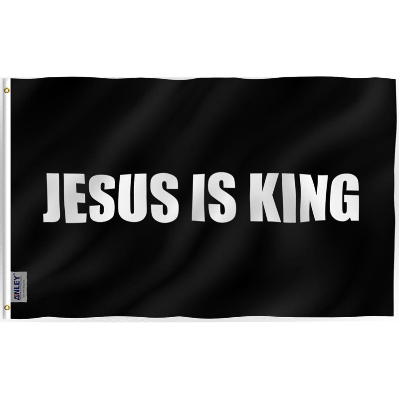 Drapeau de maison en polyester 36 po H x 60 po Jesus is King