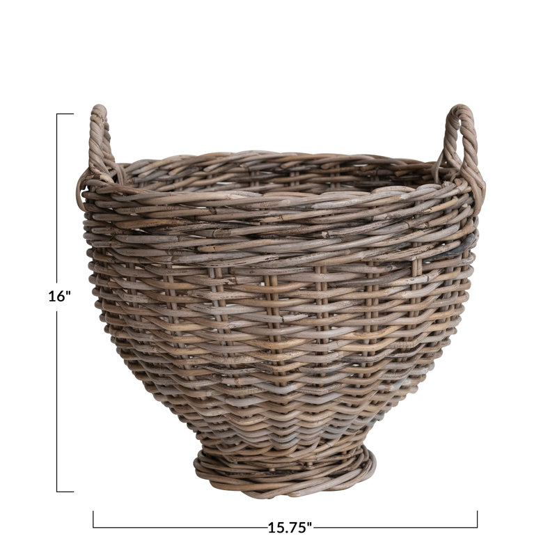 Round Woven Rattan Footed Basket Storage