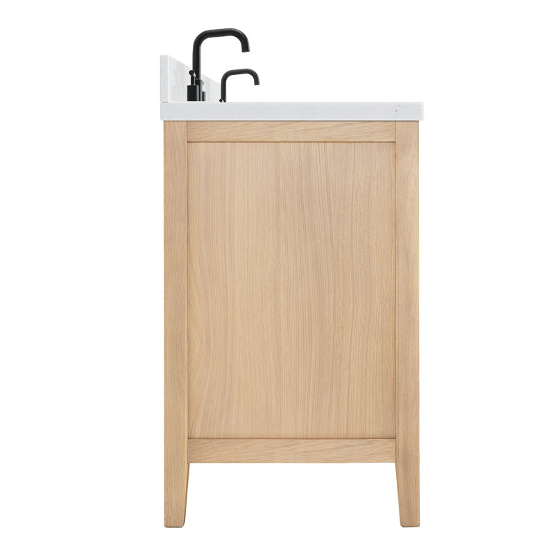 ARIEL Camila 72.25 Double Sink Bathroom Vanity with Carrara White Quartz Top, Oval