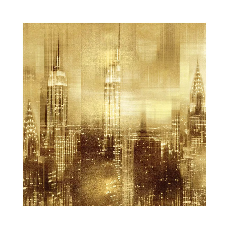 NYC - Reflections In Gold II by Kate Carrigan - Print on Canvas, 93.98 cm H x 93.98 cm W x 1.91 cm D, Wrapped Canvas