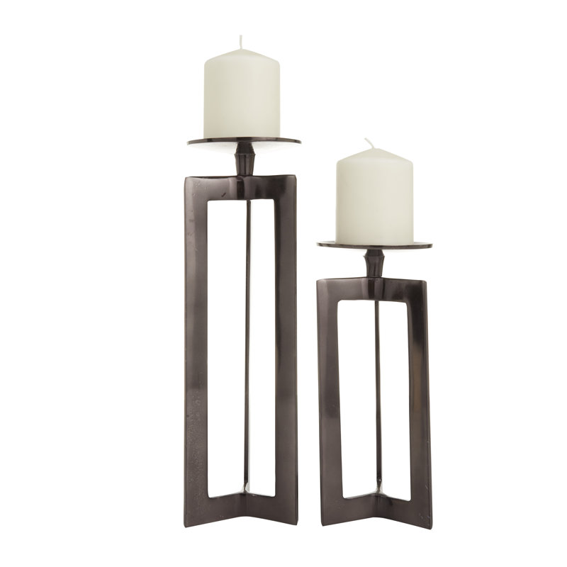 Ensemble de porte-bougie en aluminium, H 13,85 po x l 4,35 po x P 4,55 po, Bronze