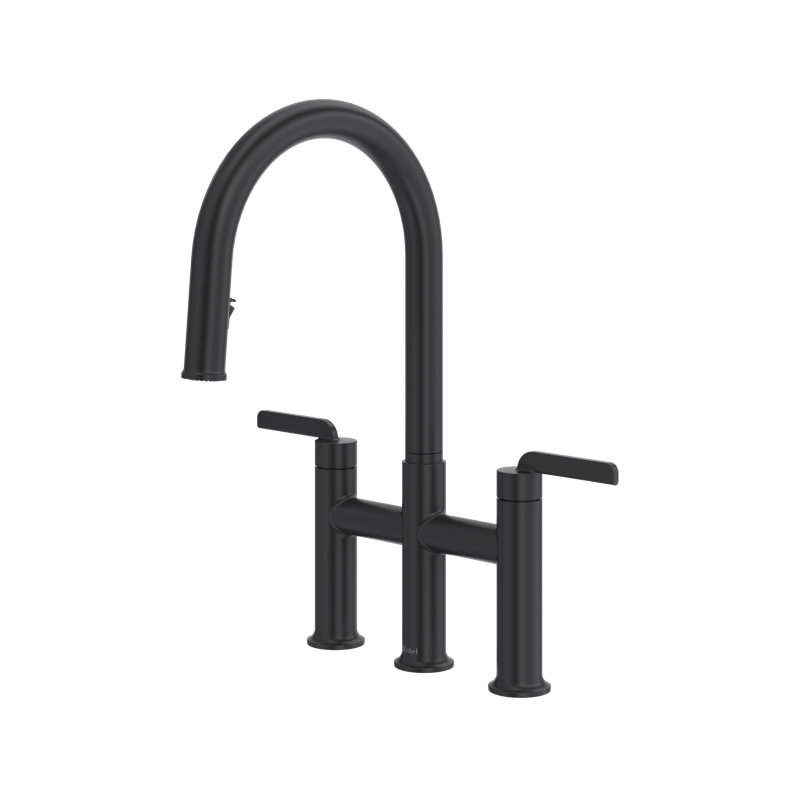 Robinet de cuisine rétractable avec bec en C Authentica Bridge, Noir, noir, noir, noir