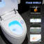 Toilette intelligente à bidet avec couvercle à ouverture / fermeture automatique, chasse d'eau automatique, siège chauffant, bouclier en mousse, laveuse et sécheuse chaudes, capteur de pied, télécommande, affichage à DEL et veilleuse pour un confor