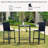 3Pcs Rattan Bar Set With Glass Top Table, 2 Bar Stools For Outdoor, Patio, Garden, Poolside, Backyard
