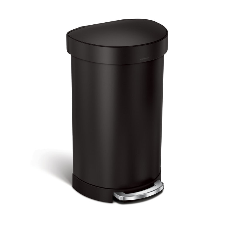 simplehuman 45L semi-round pedal bin, matte black steel