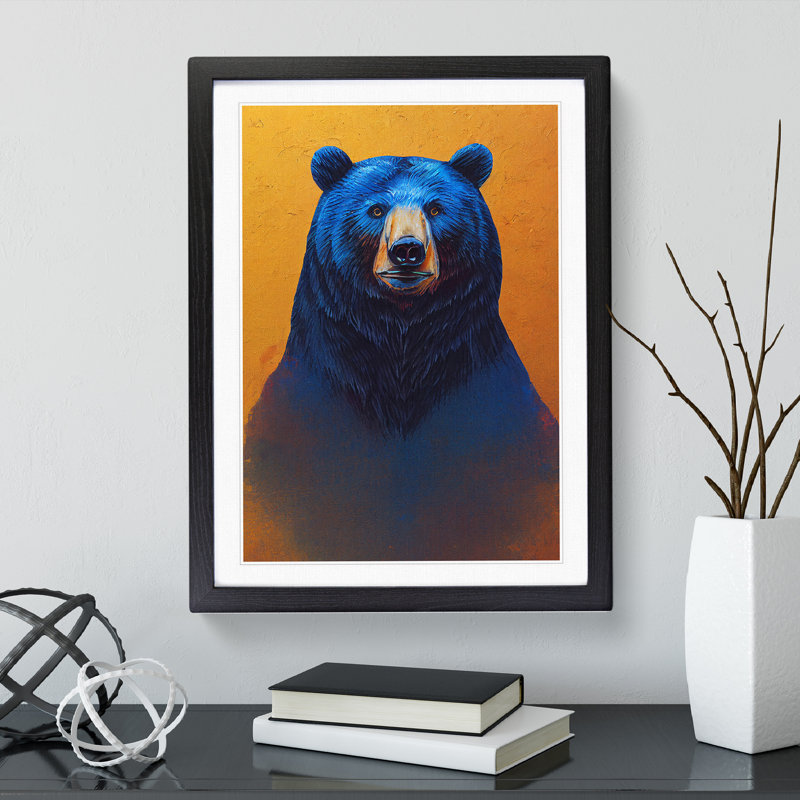 Stupendous Bear - Single Picture Frame Painting, 64cm H x 46cm W x 2cm D, Black Framed