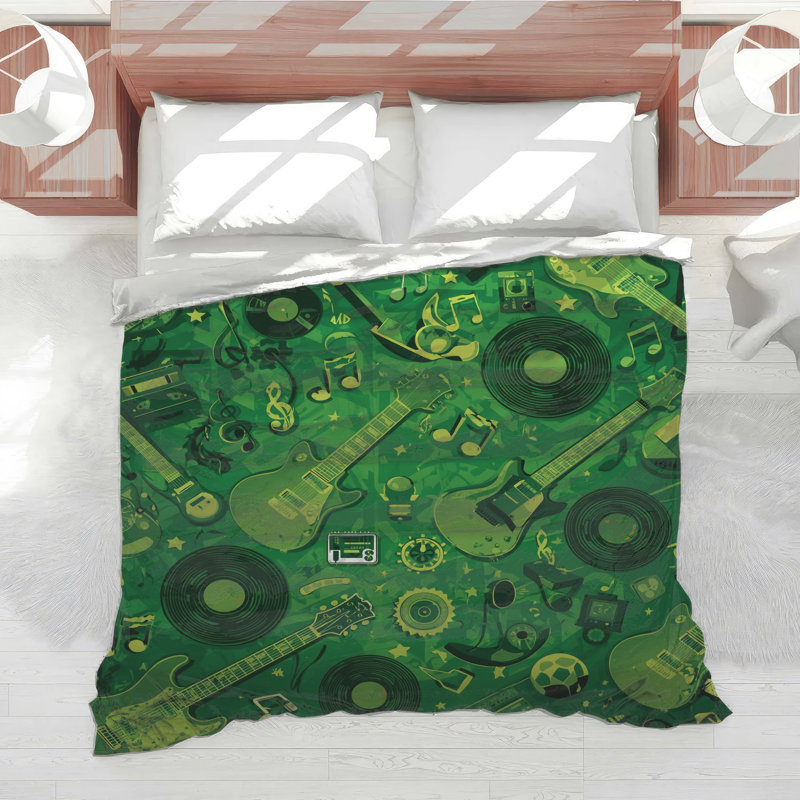 Green Musical Instruments Comforter, Twin