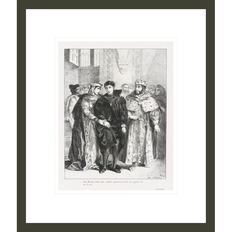 La reine s’efforce de console Hamlet (Act. Sc. II) de Shakespeare’s Hamlet par Eugène Delacroix, H 16,11 po x l 13,75 po