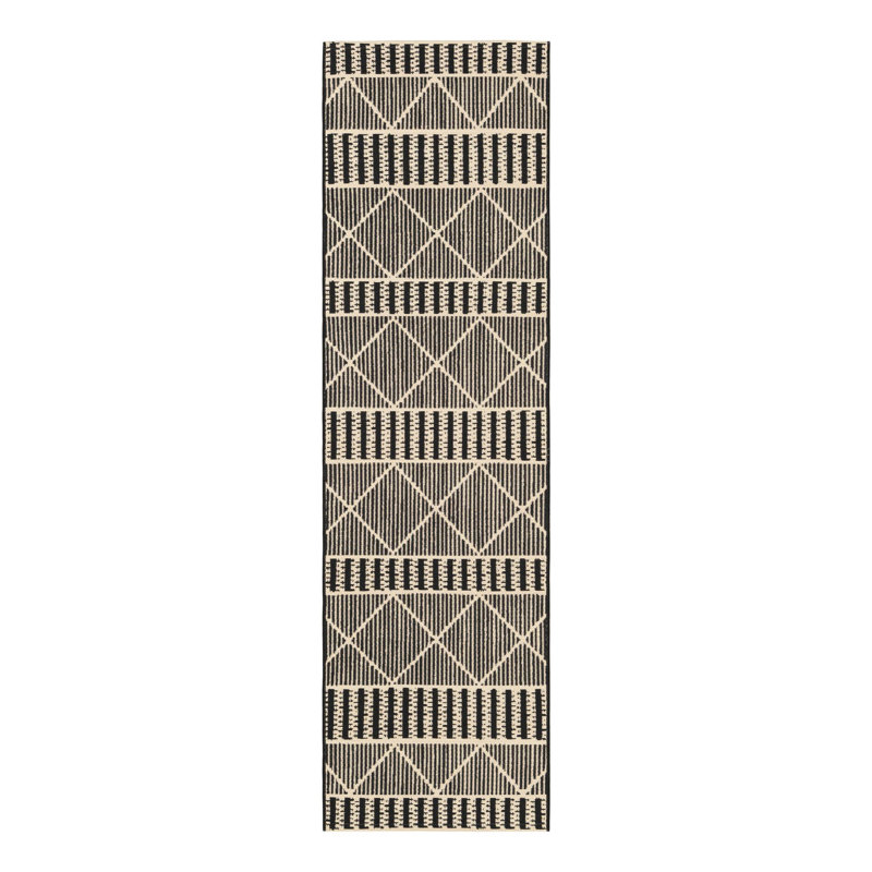 Black_Unique Loom Dalyan Outdoor Trellis Rug, Runner 2' x 7'1"